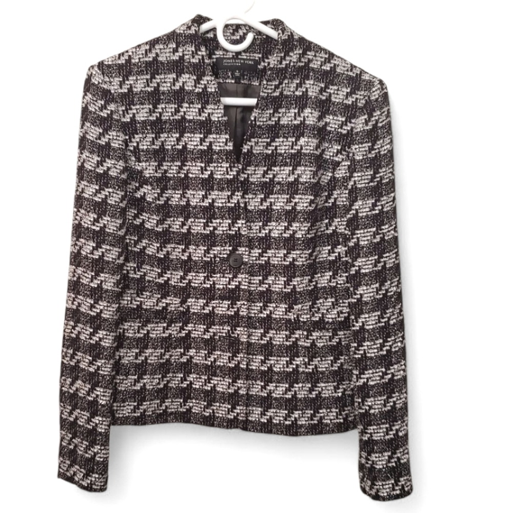 Jones NY B&W Blazer Boucle Size 10